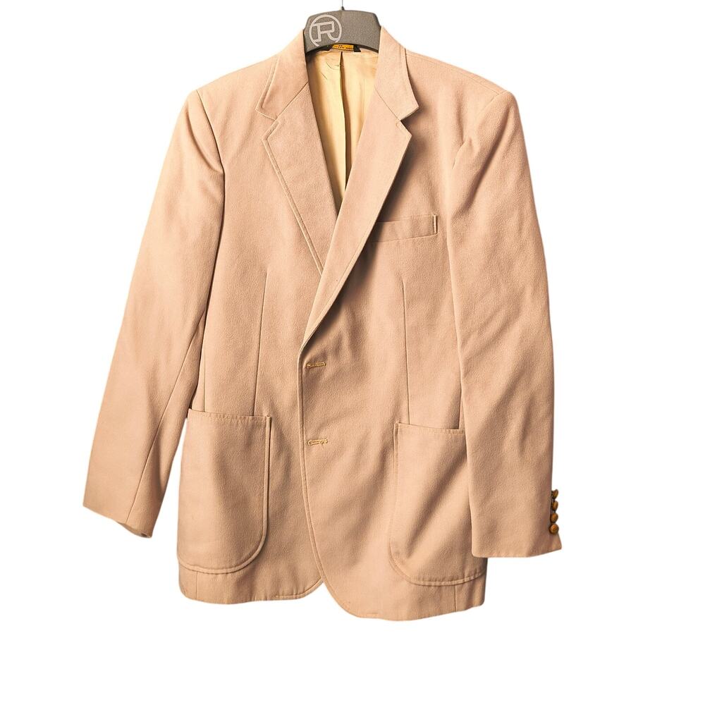 The Gallery Blazer Jacket Mens 42R Light Brown Soft Wool Leather Buttons